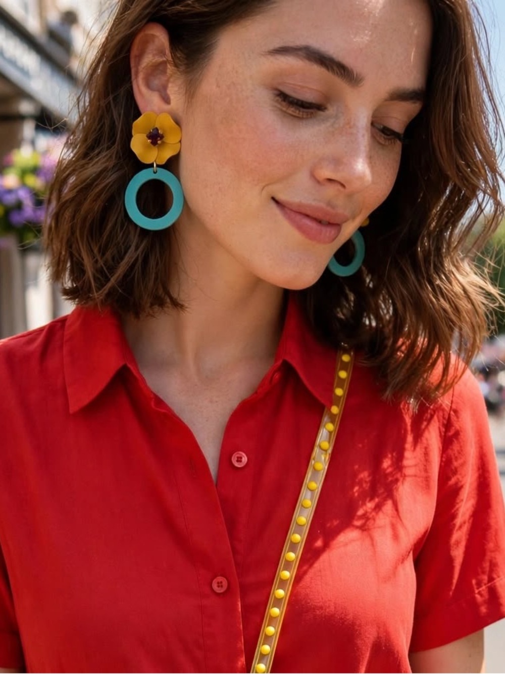 Plunder Genesis Earrings mustard metal flower